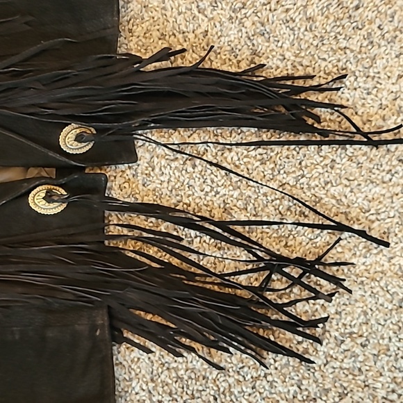 (258)Vintage Scully black suede fringe jacket - Picture 5 of 17